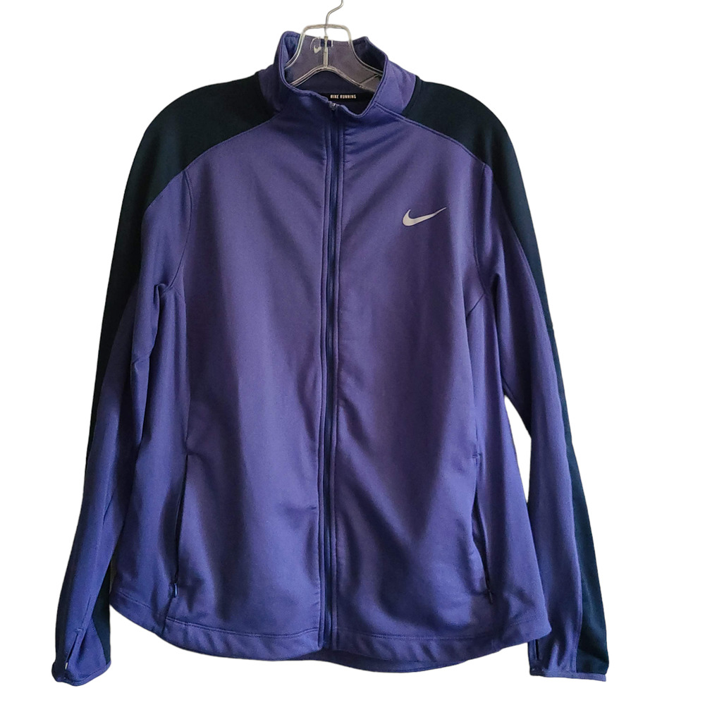 NIKE RUNNING Dri-Fit Purple Navy Colorblock Full‎ Zip Jacket Women's XL